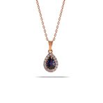 Mistik Topaz Rose Gümüş Mini Damla Kolye 7040