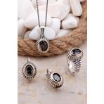 Mistik Topaz Taşlı Elişi Gümüş Set 2578