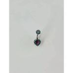 Mistik Topaz Taşlı Kalp Detaylı Göbek Piercing