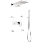 Mistillo Ankastre Duş Seti 550x220 mm Yağmur Panel&Masal Jeti 3 Yönlü Butonlu SUS 304 Paslanmaz Pirinç Krom Kap