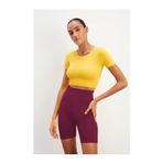 MİSTİRİK Felolin Model Örme Seamless Şort Biker Şort Yüksek Bel Toparlayıcı Şort Bordo Renk