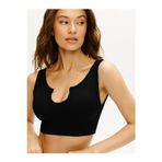 MİSTİRİK Florio Model Dikişsiz Biker Spor Büstiyer Crop Fitilli Crop Extra Esnek Siyah Renk