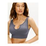 MİSTİRİK Florio Model Dikişsiz Seamless Biker Spor Büstiyer Crop Fitilli Crop Extra Esnek Gri Renk