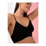 Mistirik Pisun Model İp Askılı Örme Kumaş Büstiyer Korse Spor Sütyen, L, PİSUN, SİYAH, Kadın