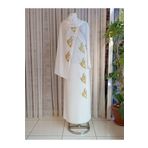Misue Handmade Medine Ipeği Simli Nakışlı Bağlamalı Namaz Elbisesi + Şal, Çeyizlik Namaz Elbisesi & Sabahlık Seti