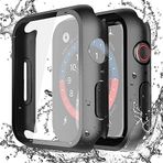 Misxi [2 Paket] Apple Watch SE 2 (2024) SE Serisi 6 Serisi 5 Serisi 4 44 mm ile Uyumlu Temperli Camlı Su Geçirmez Siyah Sert Kılıf, iWatch Ekran Koruyucu için Ultra İnce Koruyucu Kılıf