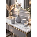 Misya DEKOR Luxe Aura Taş Tozu Mumluk & Dekoratif Vazo Seti – Gri (2 Mumluk + 1 Vazo)