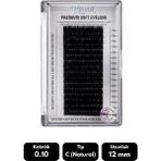Misyul 0.10C Natural Kıvrım 12 mm Soft Eyelash Doğal Ipek Kirpik 16'lı - Siyah