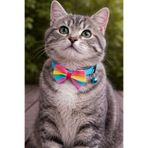 MIT Papyonlu Zilli Rainbow Kedi Tasması