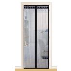 Mitef Manyetik Kapı Dayanıklı Polyester File Manyetik Sivrisinek Perdesi ve Tam Çerçeve Kanca ve Halka, 48 inç x 87 inç / 120 x 220 cm, Siyah