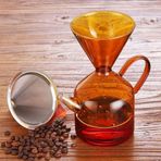 Miter Premium Amber Borosilikat Cam Kahve Demleme Sürahisi 600ml Isıya Dayanıklı Chemex Tarzı Manuel Kahve Demliği Filtre Aparatlı Şık Tasarım