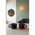 Mithra Life 2 Adet El Yapımı 260 Ml Bordo Siyah Parlak Seramik Mug Çay Kahve Kupası Mit1305