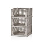 Mithra Life 3 Katlı Kayar Raf Organizer Dolap İçi Kıyafet Aksesuar Düzenleyici Bej 45x35 cm MIT1259