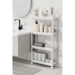 Mithra Life 4 Katlı Tekerlekli Slim İnce Beyaz Banyo Mutfak Rafı Mıt1200