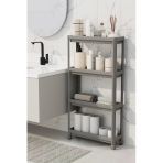 Mithra Life 4 Katlı Tekerlekli Slim İnce Gri Banyo Mutfak Rafı Mıt1202
