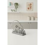 Mithra Life 6 Bölmeli Gri Tabak Tencere Kapak Düzenleyici Organizer MIT1308 Plastik 30x16x8 cm