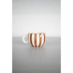 Mithra Life Kahverengi Çizgili 400 ml El Yapımı Seramik Çay Kahve Mug Kupası MIT1324 - Kahverengi - Beyaz
