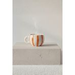 Mithra Life Turuncu Çizgili 400 ml El Yapımı Seramik Çay Kahve Mug Kupası MIT1323 - Turuncu - Beyaz