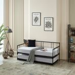 Mitrass Veluna Yavrulu Karyola Daybed Tek-Çift Kişilik Metal Karyola Siyah - 90 x 200 cm