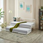Mitrass Veluna Yavrulu Karyola Daybed Tek-Çift Kişilik Metal Karyola+Yatak Seti Beyaz - 90 x 190 cm