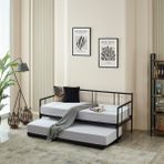 Mitrass Veluna Yavrulu Karyola Daybed Tek-Çift Kişilik Metal Karyola+Yatak Seti Siyah - 90 x 190 cm