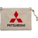 Mitsubishi Logo Krem Clutch Astarlı Cüzdan / El Çantası - 25x18cm