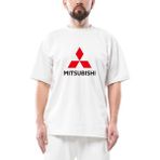 Mitsubishi Logo Oversize Beyaz Tişört - XL