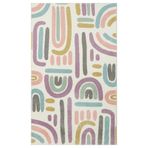 Mittelberg Pembe Figürlü Modern Geometrik Etnik Desenli Boho Makinada Yıkanabilir Hav Toz Vermez Leke Tutmaz Kaymaz Taban Dijital Makine Baskı Halı Oturma Odası Salon Yolluk Koridor Mutfak Halısı