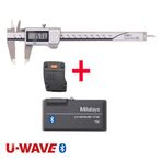 Mitutoyo 500-916-20 IP67 150 mm U-WAVE-TCB Dahil Bağlantı Ünitesi Soğutma Sıvısı Geçirmez Dijital ABS Kumpas