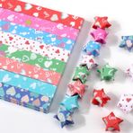 Mity rain 1080 adet yıldız kağıt şeritler, 8 stilleri kalp baskılı origami yıldız kağıt şeritler, şanslı yıldız kağıt şeritler stres yeniden yaşamak/eller üzerinde yeteneği/süslemeler, DIY kağıt el