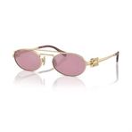Miu Miu 54ZS ZVN50D 53 Oval Gold Metal Kadın Güneş Gözlüğü