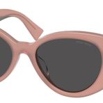 Miu Miu Kadın's Yuvarlak Moda Güneş Gözlüğü, Pembe Opal/Koyu Gri, Tek Beden, Pembe Opal/Koyu Gri, One Size