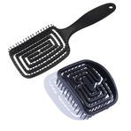 MIUPOO Islak ve kuru saç fırçası ve kafa derisi fırçası, masaj fırçası, benzersiz spiral uç, kafa derisi masaj fırçası, şampuan fırçası, peeling ve masaj aleti, 2 adet, siyah