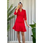 Mivida Slim Fit Eteği Volanlı Kırmızı Ceket Elbise (1 BEDEN BÜYÜK ALINIZ)