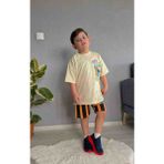 Miviko Erkek Çocuk Şortlu Takım Yazlik Kısa Kollu Pamuk % Yuz Süper Kalite Alt Ust Set Full Likralı - 5 - 6 Yaş - 01-Krem