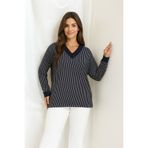 Mivoon Bambu Viskon Kumaş V Yaka Uzun Kollu Bluz – Büyük Beden (XL–6XL)