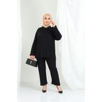 Mivoon Bürümcük Kumaş Gömlek Yaka Düğmeli Alt Üst Takım Tesettüre Uygun 2XL 6XL