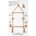Mivra Pets Doğal Ahşap Papağan Kuş Salıncağı Tırmanma Merdiveni Tünek 8mm Jüt İpli Kafes Oyuncağı 60x25cm
