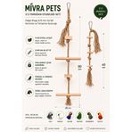 Mivra Pets İkili Set Doğal Ahşap Papağan Tırmanma Merdiveni Kuş Kemirme Oyuncağı Gaga Törpüleyici Stres Azaltıcı