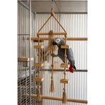 Mivra Pets Papağan Oyun Parkuru 80 cm Doğal Ahşap Kuş Oyuncağı 8 mm Jüt İp