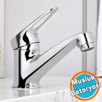 Mix Batarya Krom Lavabo Banyo Mutfak Musluğu Musluk Mermer Tezgah Üstü Çift Su Giriş Evye