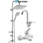 Mix Beyaz Banyo Duş Lavabo Seti 3 Parça Banyo Yenileme Seti Batarya Musluk