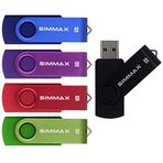 (Mix Color1) - SIMMAX 5Pcs 8GB Usb Flash Drive Usb 2.0 Flash Drive Memory Stick Fold Storage Thumb Stick Pen Swivel Design(Five Mixed Colours: Black Blue Green Purple Red)(Mix Color1)