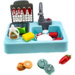 Mix Oyuncak Oyuncak Mutfak Lavabo Modern Mutfak Su ile Çalışan Set Mavi - Renkli