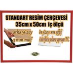 MİXEFOR Boş Çerçeve - 35CM x 50CM Iç Ölçü -Renk KIRMIZI -Arka Yüzey 3mm Mdf- Ön yüzey Kırılmaz parlama yapmayan Antireflektif - Kırmızı
