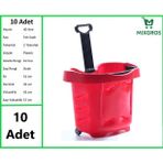 Mixgros Tekerlekli Plastik Market Alışveriş El Sepeti 40 Litre Kırmızı 10 Adet