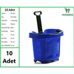 Mixgros Tekerlekli Plastik Market Alışveriş El Sepeti 40 Litre Mavi 10 Adet