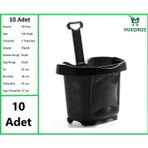 Mixgros Tekerlekli Plastik Market Alışveriş El Sepeti 40 Litre Siyah 10 Adet
