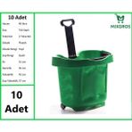 Mixgros Tekerlekli Plastik Market Alışveriş El Sepeti 40 Litre Yeşil 10 Adet