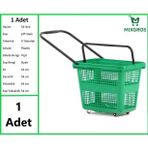 MİXGROS Tekerlekli Plastik Market Alışveriş El Sepeti 54 Litre Yeşil 1 Adet